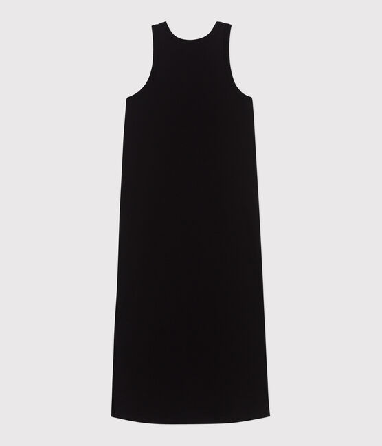 Robe débardeur longue femme en coton noir BLACK