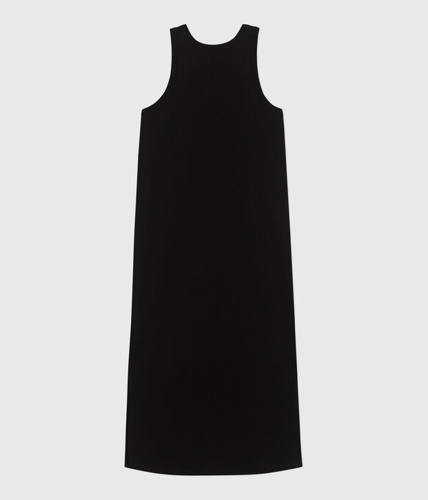 Robe d&eacute;bardeur longue femme en coton noir