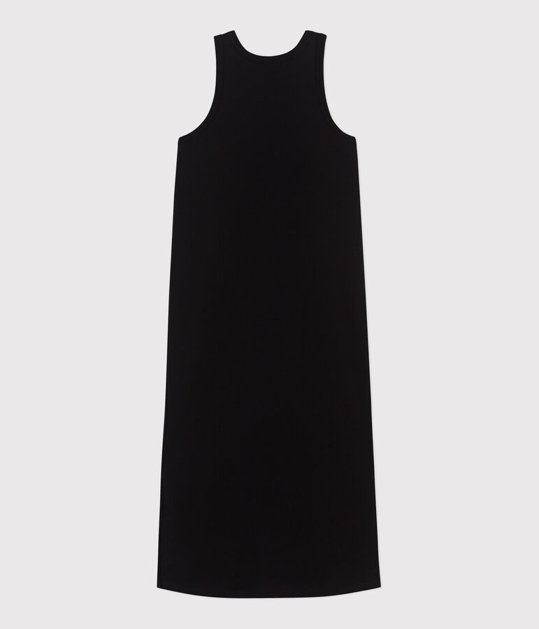 Robe d&eacute;bardeur longue femme en coton noir