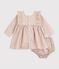 Katoenen babyjurkje met print ecru/wit