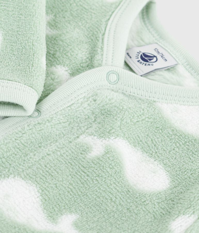 Overpyama in fleece voor de winter met walvismotief voor baby's groen/wit