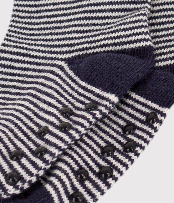 Paar babysokjes met antisliplaagje blauw SMOKING/wit MARSHMALLOW