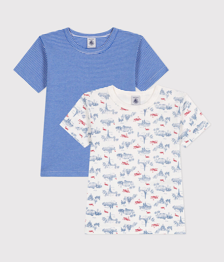 Lot de 2 tee-shirts enfant en coton manches courtes imprim&eacute; Paris multicouleur