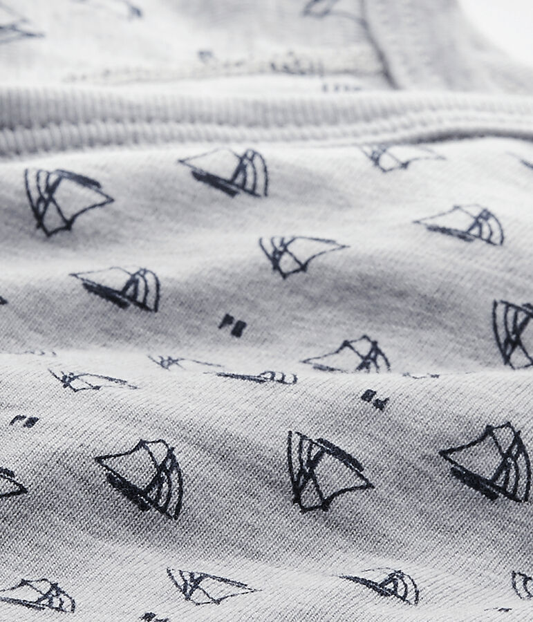 Eerste body met lange mouwen en print voor jongens grijs POUSSIERE/blauw MEDIEVAL