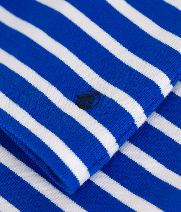 Katoenen marineshirt met lange mouw voor dames blauw/wit