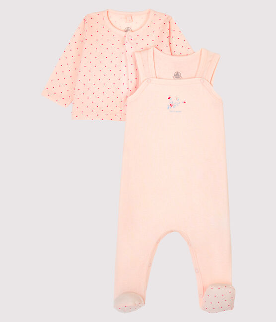 Ensemble bébé 2 pièces en côte rose FLEUR/rose GEISHA