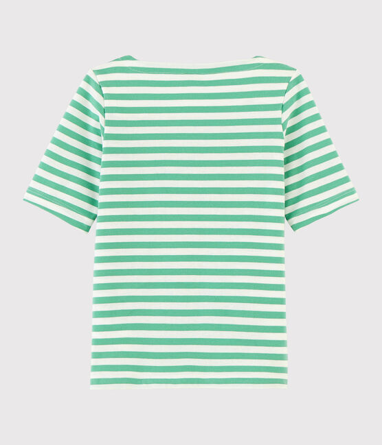 T-shirt van jersey met korte mouwen voor meisjes groen ALOEVERA/wit MARSHMALLOW