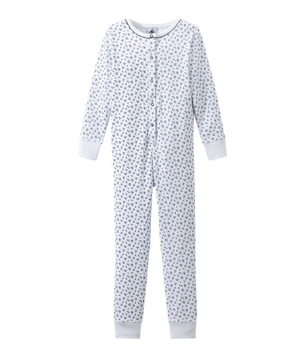 Pyjamapak met dessin voor meisjes wit/blauw