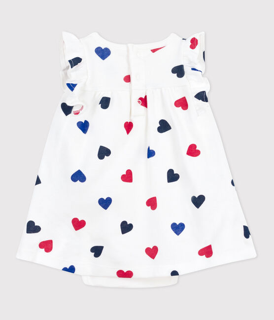 Robe bébé en coton à manches courtes et body intégré tricoeur blanc MARSHMALLOW/blanc MULTICO