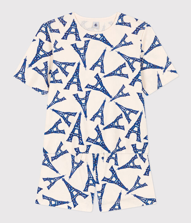 Pyjacourt Paris en coton femme &eacute;cru/multicouleur