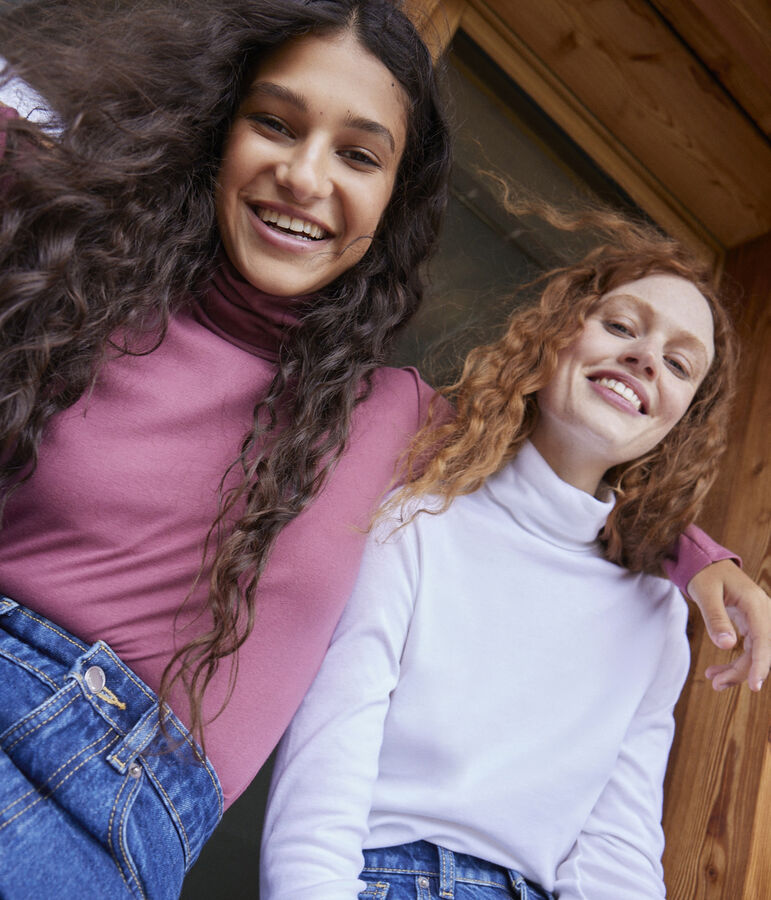 L'ICONIQUE, dames-T-shirt met rolkraag in katoen bruin