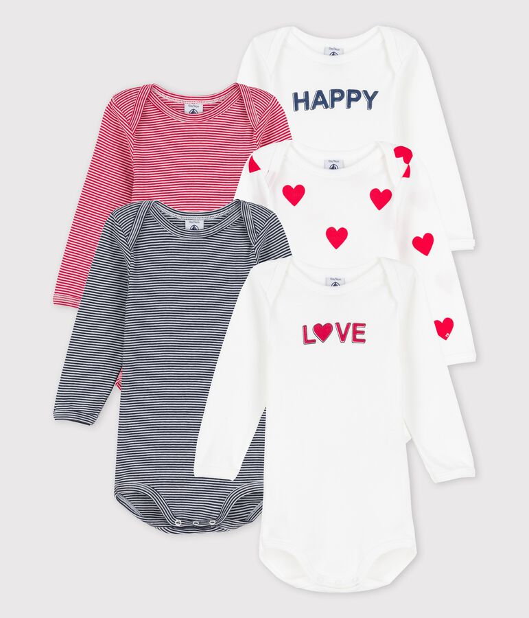 Lot de 5 bodies b&eacute;b&eacute; en c&ocirc;te multicouleur