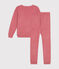 Effen pyjama van geruwde badstof voor dames roze ROSEWOOD