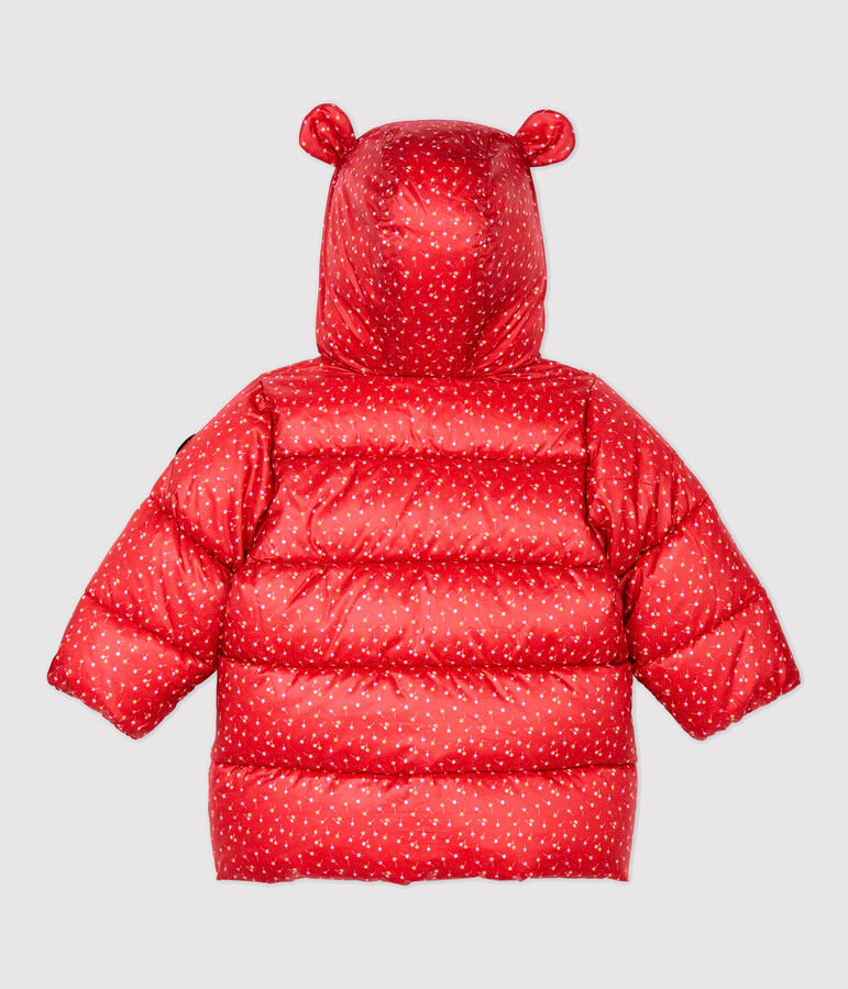Gewatteerde babybodywarmer. rood TERKUIT/wit MULTICO