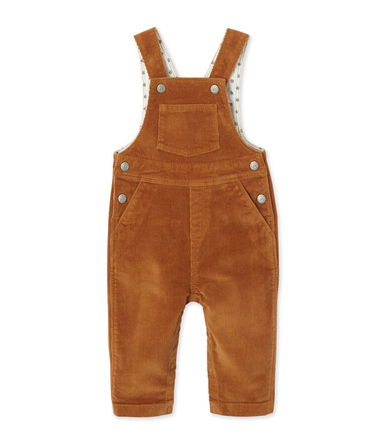 Salopette b&eacute;b&eacute; gar&ccedil;on en velours stretch marron CUIVRE