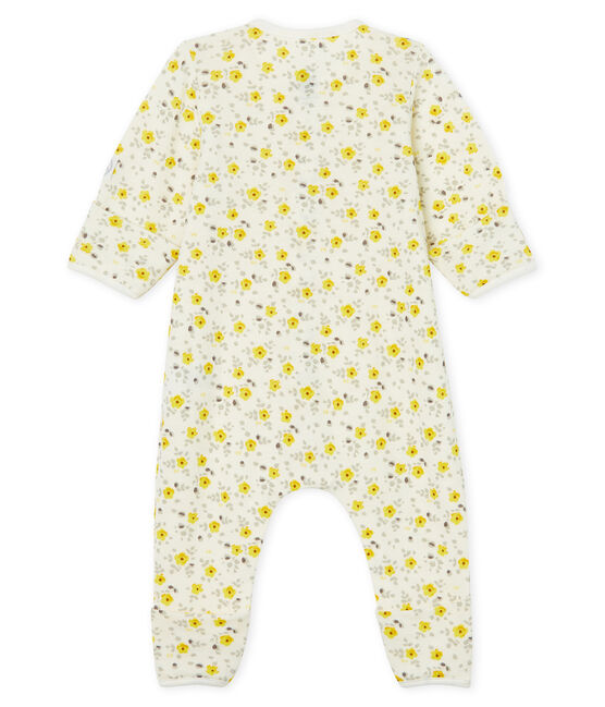 Combinaison longue bébé en laine et coton blanc MARSHMALLOW/blanc MULTICO