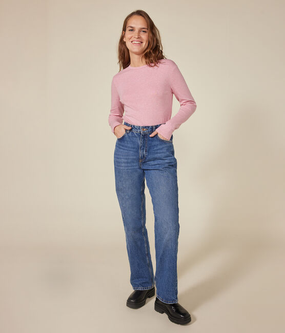 L'ICONIQUE, T-shirt voor dames met cocottesteek in katoen roze ROSELINE CHINE