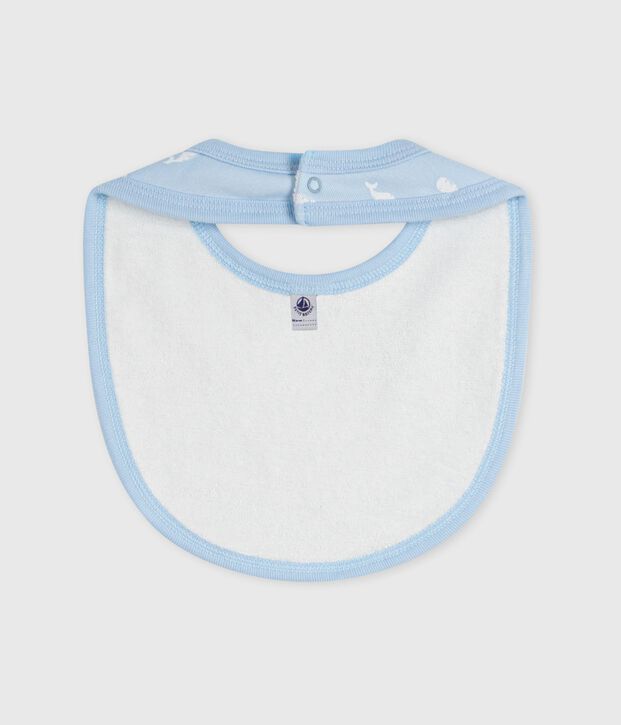 Katoenen babyslabbetje met print blauw/wit