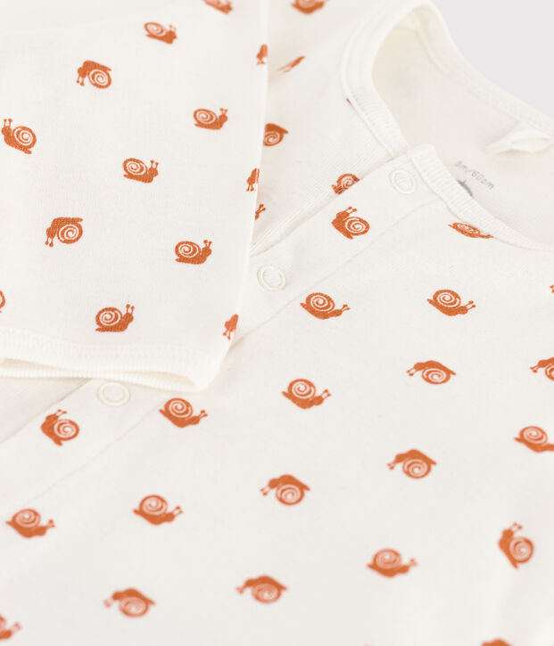 Bodyjama sans pieds imprim&eacute; b&eacute;b&eacute; en coton blanc/marron