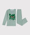Pyjama uni en velours enfant vert PAUL