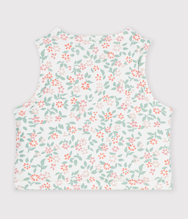 Omkeerbare katoenen cardigan zonder mouwen met print wit/roze