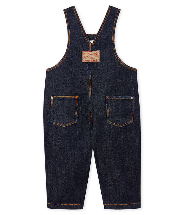 Salopette longue b&eacute;b&eacute; mixte en jean bleu Jean