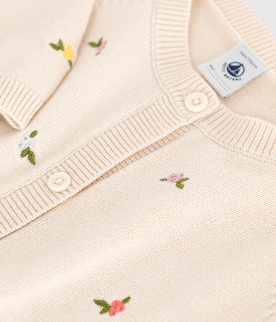Cardigan in wol en katoen met geborduurde motieven voor kinderen wit AVALANCHE/ MULTICO