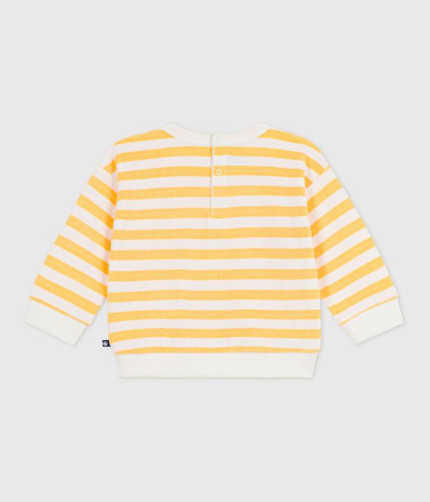 Sweatshirt b&eacute;b&eacute; en coton ray&eacute; jaune/blanc