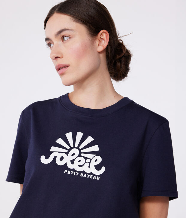 Tee-shirt Femme Le Droit en coton uni bleu marine