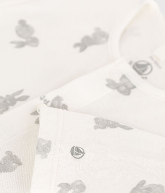 Pyjama in tubic met konijntjesprint wit MARSHMALLOW/grijs GRIS