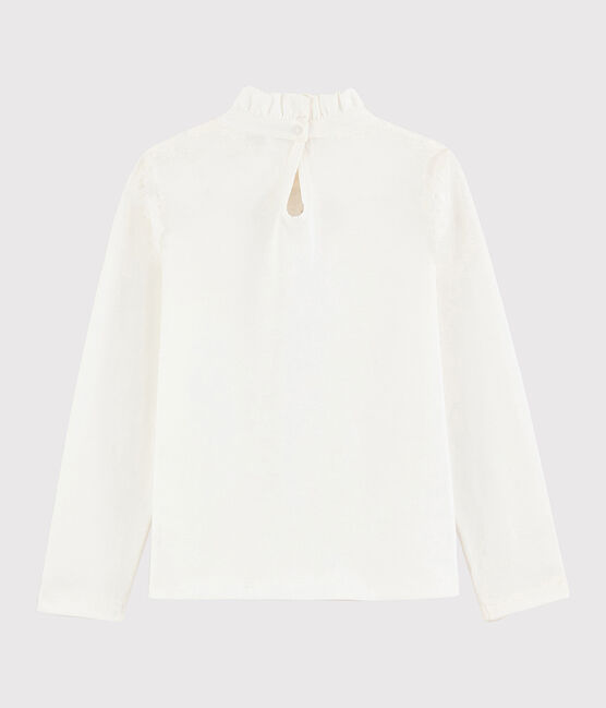 Tee shirt à collerette enfant fille blanc MARSHMALLOW