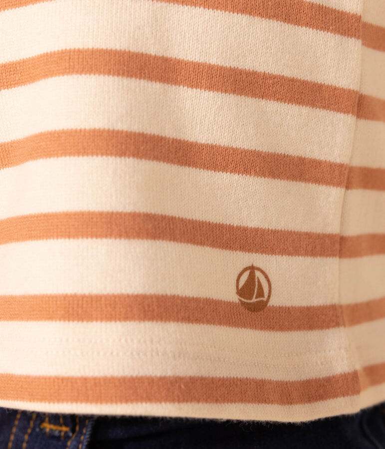 Iconisch marinetruitje in katoen voor meisjes ecru/roze