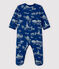 Toile de Jouy Paris babypyjama van tubic blauw MEDIEVAL/wit MARSHMALLOW
