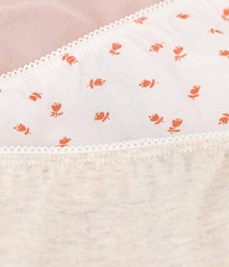 Set van 3 meisjesslips met bloemen in katoen en elastaan multicouleur