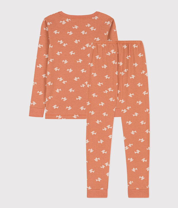 Aansluitende pyjama van katoen voor meisjes roze/ecru