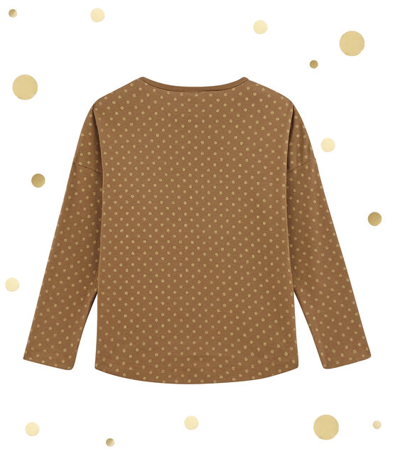 Meisjes tee-shirtmet lange mouwen bruin BRINDILLE/geel DORE