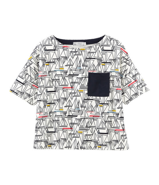 Marinière manches courtes femme blanc MARSHMALLOW/blanc MULTICO