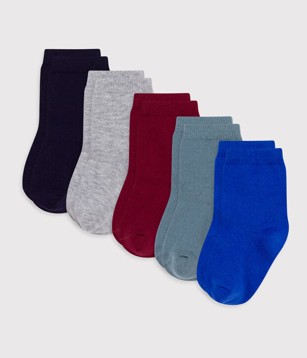 5 paires de chaussettes b&eacute;b&eacute; unies en coton multicouleur
