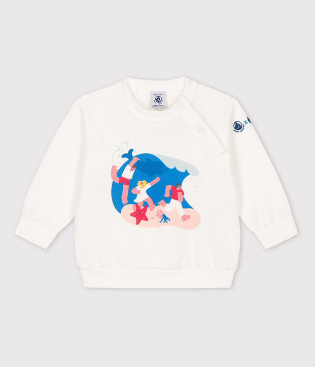 Sweatshirt voor baby's Petit Bateau x Water Family wit