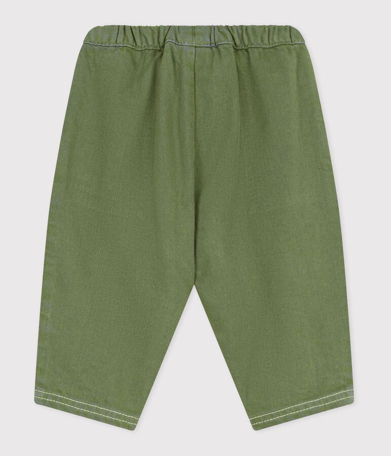 Effen babybroekje van gekleurde denim groen