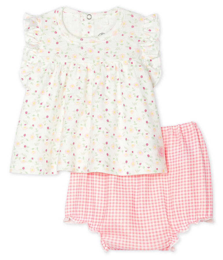Set van 2 items babymeisje wit/multicouleur