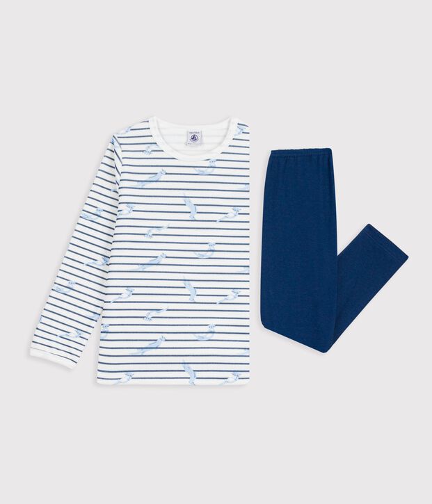 Pyjama  en velours wit/blauw/multicouleur