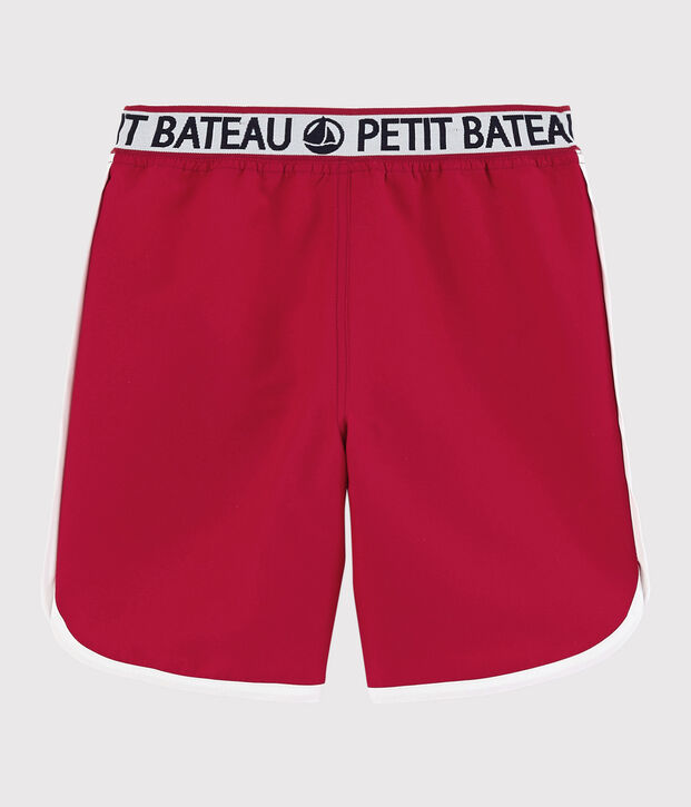 Short de bain recycl&eacute; enfant gar&ccedil;on rouge