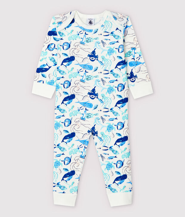 Dors-bien sans pression fonds marins b&eacute;b&eacute; en coton blanc/multicouleur