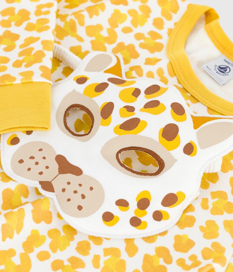 Pyjama d&eacute;guisement enfant en coton imprim&eacute; l&eacute;opard blanc MARSHMALLOW/blanc MULTICO