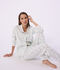 Pyjama boutonn&eacute; femme en coton imprim&eacute; blanc/multicouleur