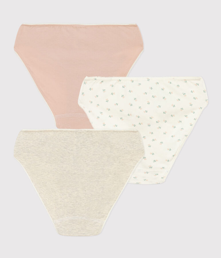 Lot de 3 culottes fleurs en coton et &eacute;lasthanne fille multicouleur