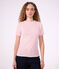 Tee-shirt femme en coton manches courtes &agrave; rayures blanc/rouge