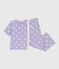 Pyjama femme en coton manches courtes jambes larges imprimé cœurs blanc SQUAW/ MARSHMALLOW