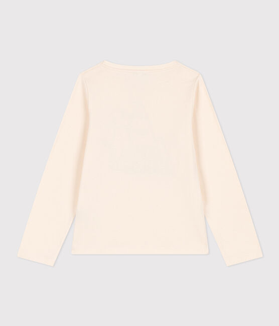 Tee-shirt manches longues en coton enfant fille écru AVALANCHE
